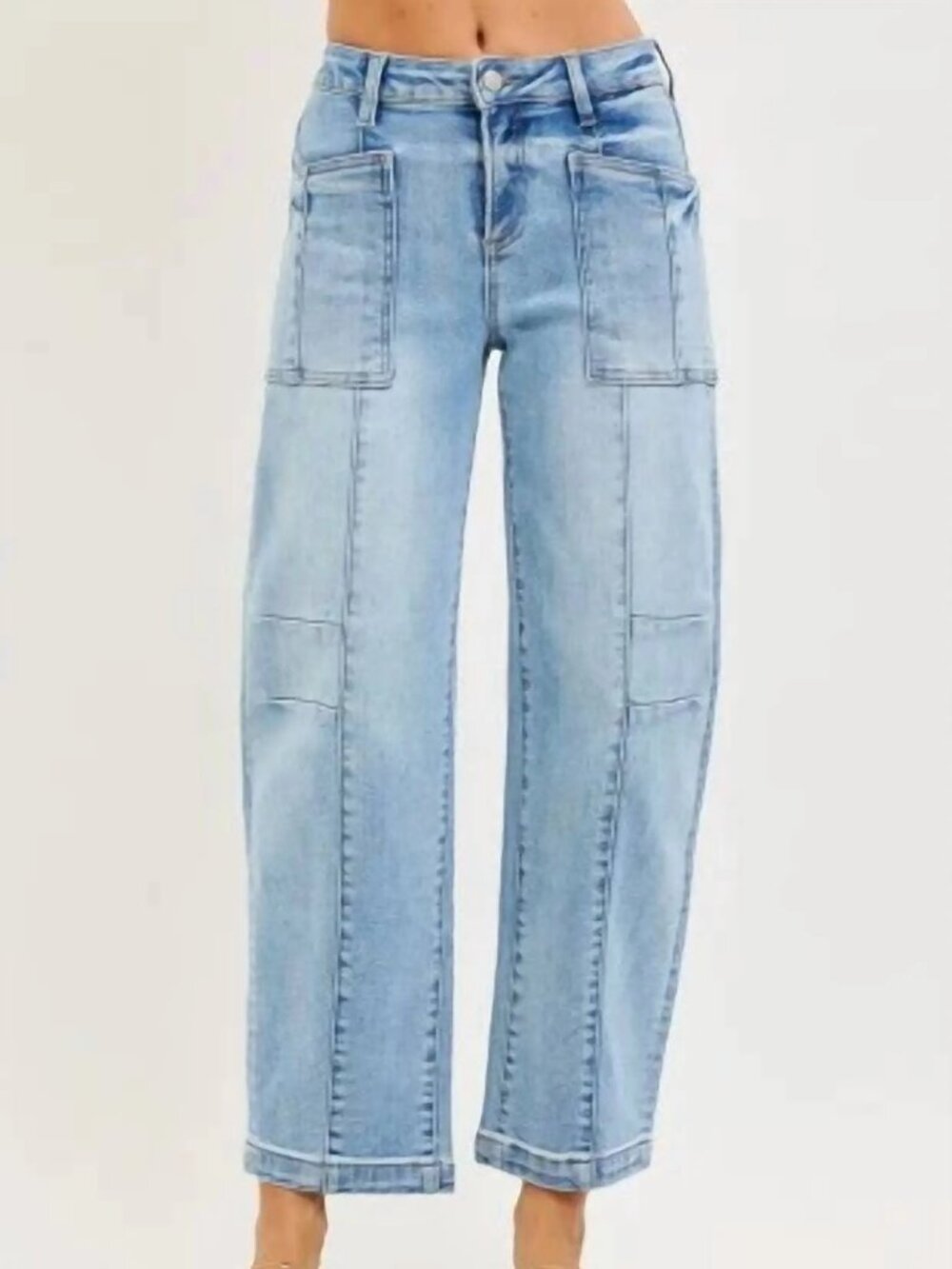 RISEN JEANS THE SLOUCHY ANKLE BOYFRIEND JEAN BARREL HIGH RISE PATCH POCKET 1/25